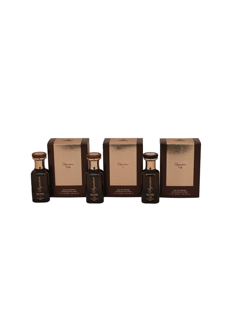 Oud World مجموعة عطور عود وورلد المميزة – توقيع-Ⅰ، Ⅶ و Ⅷ عطور فاخرة للرجال والنساء – روائح شرقية تدوم طويلاً مع الورد، العود والمسك – 50 مل لكل منها - Image 2